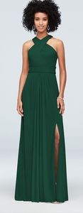 Crisscross High-Neck Mesh Bridesmaid Dress